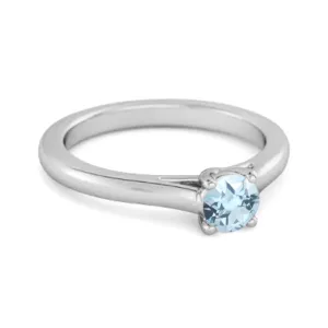 Solitaire Round Cut Blue Topaz 925 Sterling Silver Promise Ring