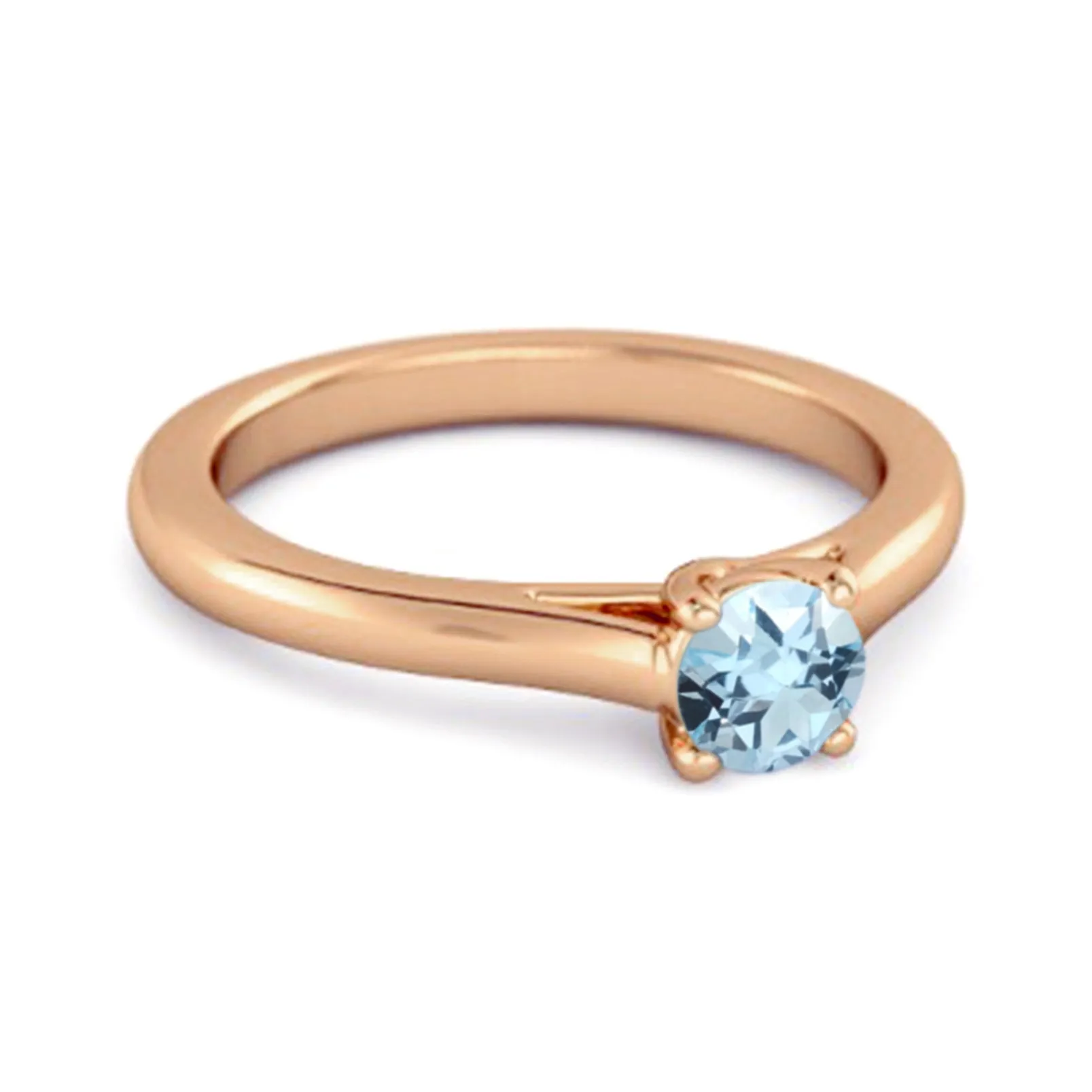 Solitaire Round Cut Blue Topaz 925 Sterling Silver Promise Ring