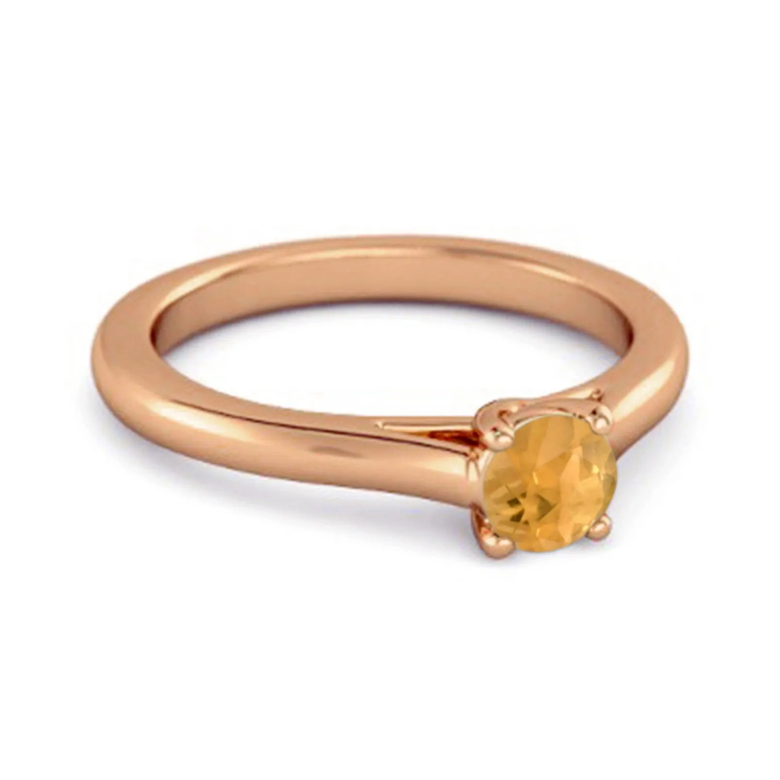 Solitaire Round Cut Citrine 925 Sterling Silver Promise Ring