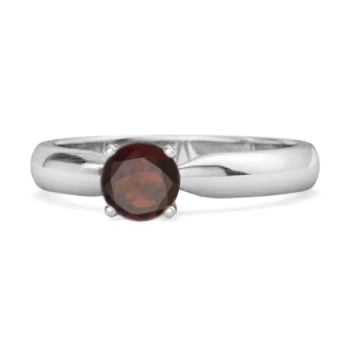Solitaire Round Cut Garnet 925 Sterling Silver Promise Ring