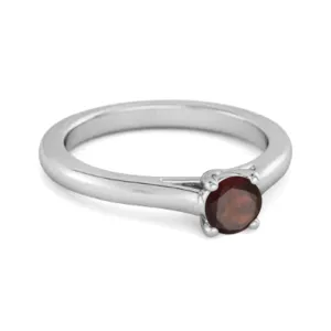 Solitaire Round Cut Garnet 925 Sterling Silver Promise Ring