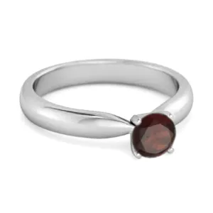 Solitaire Round Cut Garnet 925 Sterling Silver Promise Ring