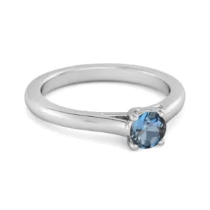 Solitaire Round Cut London Blue Topaz 925 Sterling Silver Promise Ring