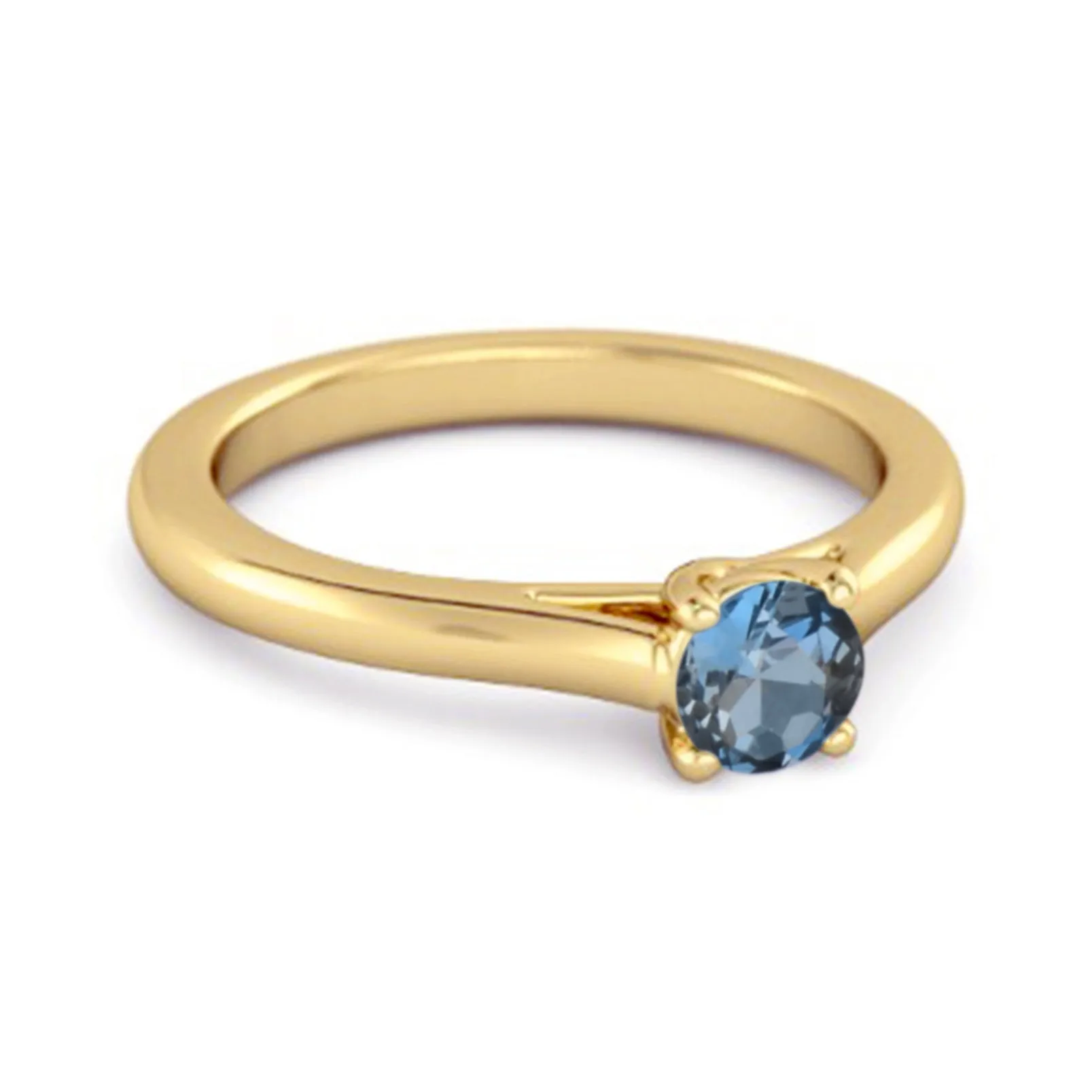Solitaire Round Cut London Blue Topaz 925 Sterling Silver Promise Ring