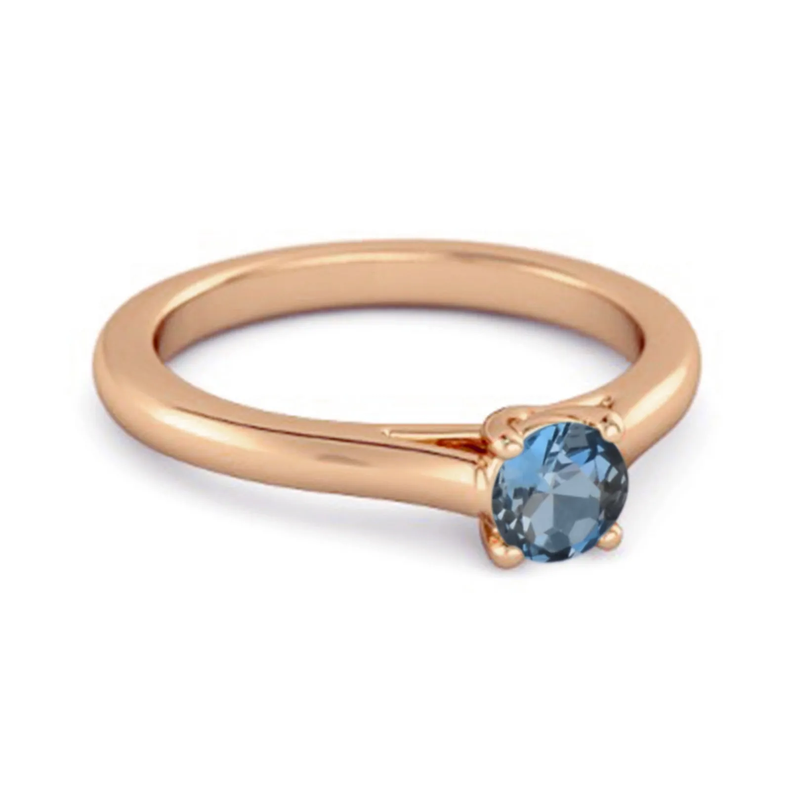 Solitaire Round Cut London Blue Topaz 925 Sterling Silver Promise Ring