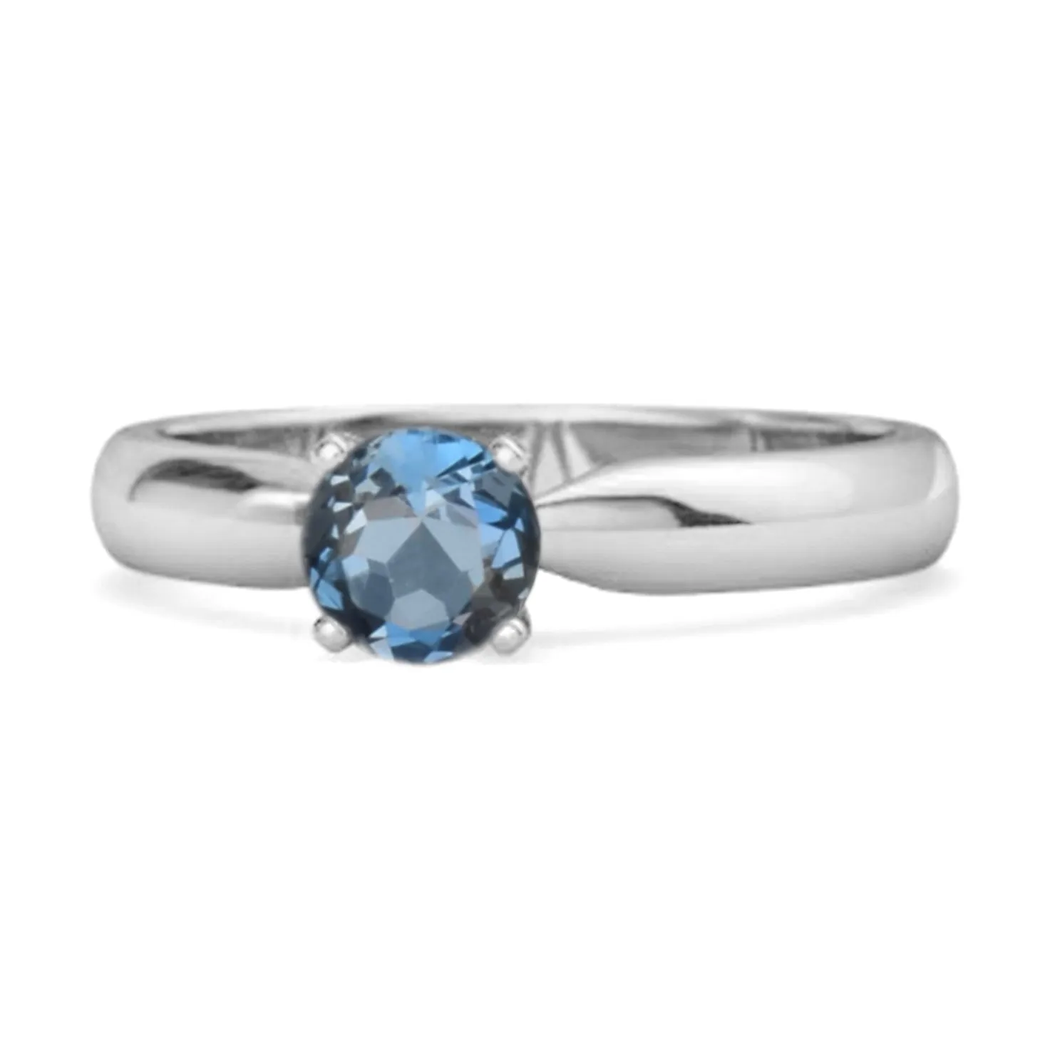 Solitaire Round Cut London Blue Topaz 925 Sterling Silver Promise Ring