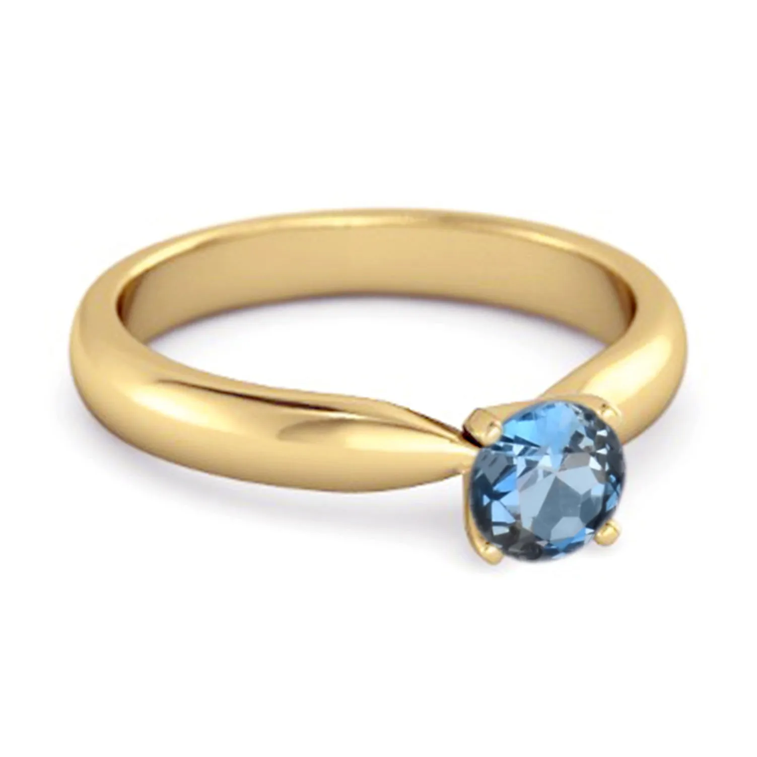 Solitaire Round Cut London Blue Topaz 925 Sterling Silver Promise Ring
