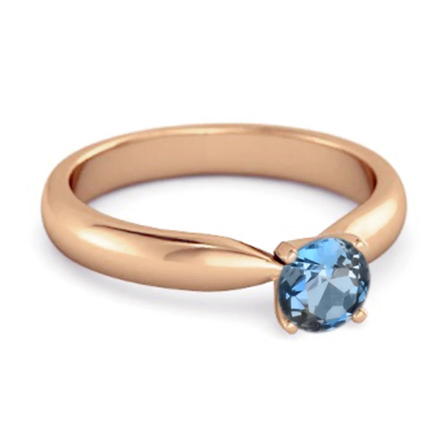 Solitaire Round Cut London Blue Topaz 925 Sterling Silver Promise Ring