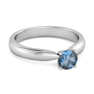 Solitaire Round Cut London Blue Topaz 925 Sterling Silver Promise Ring