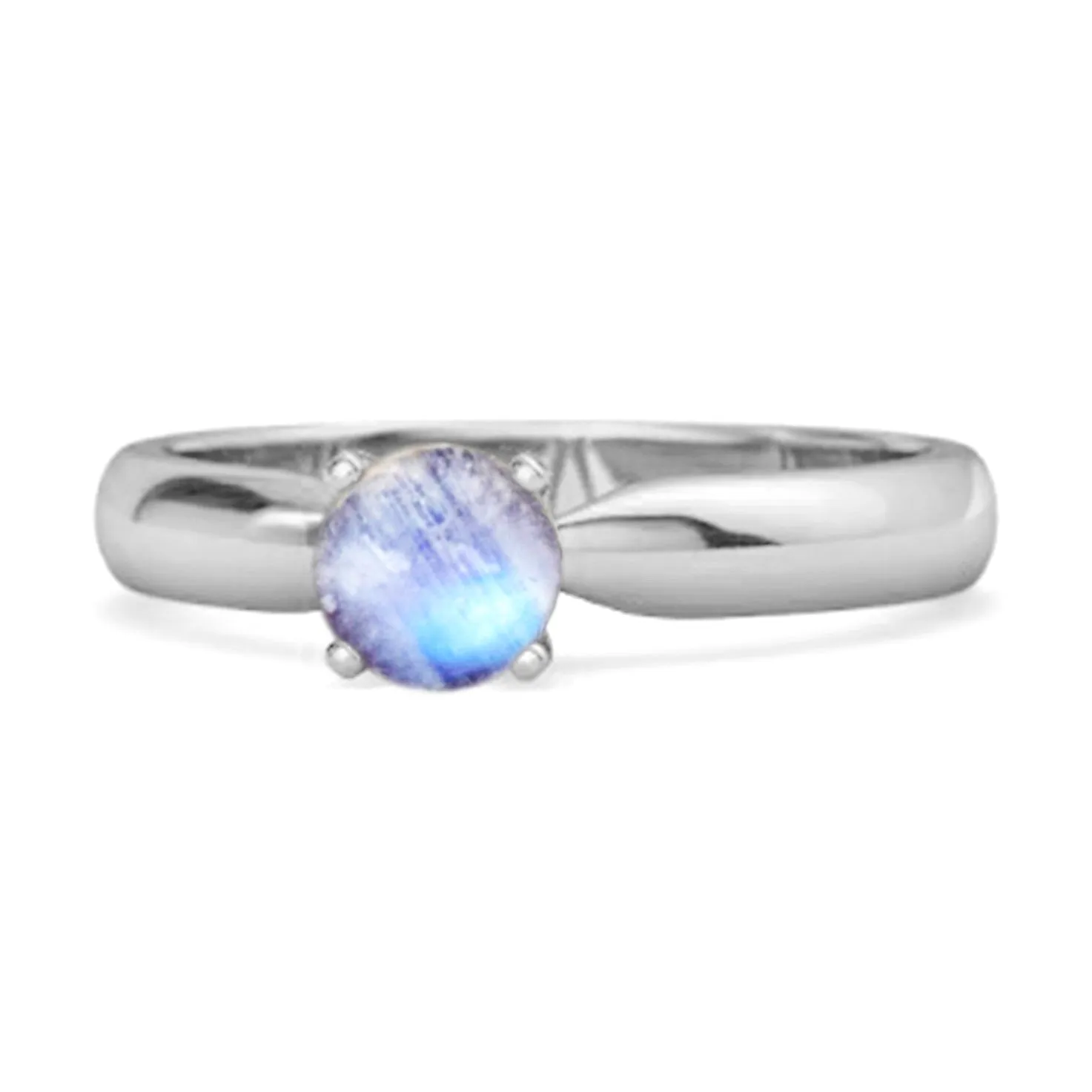 Solitaire Round Cut Moonstone 925 Sterling Silver Promise Ring