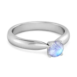 Solitaire Round Cut Moonstone 925 Sterling Silver Promise Ring