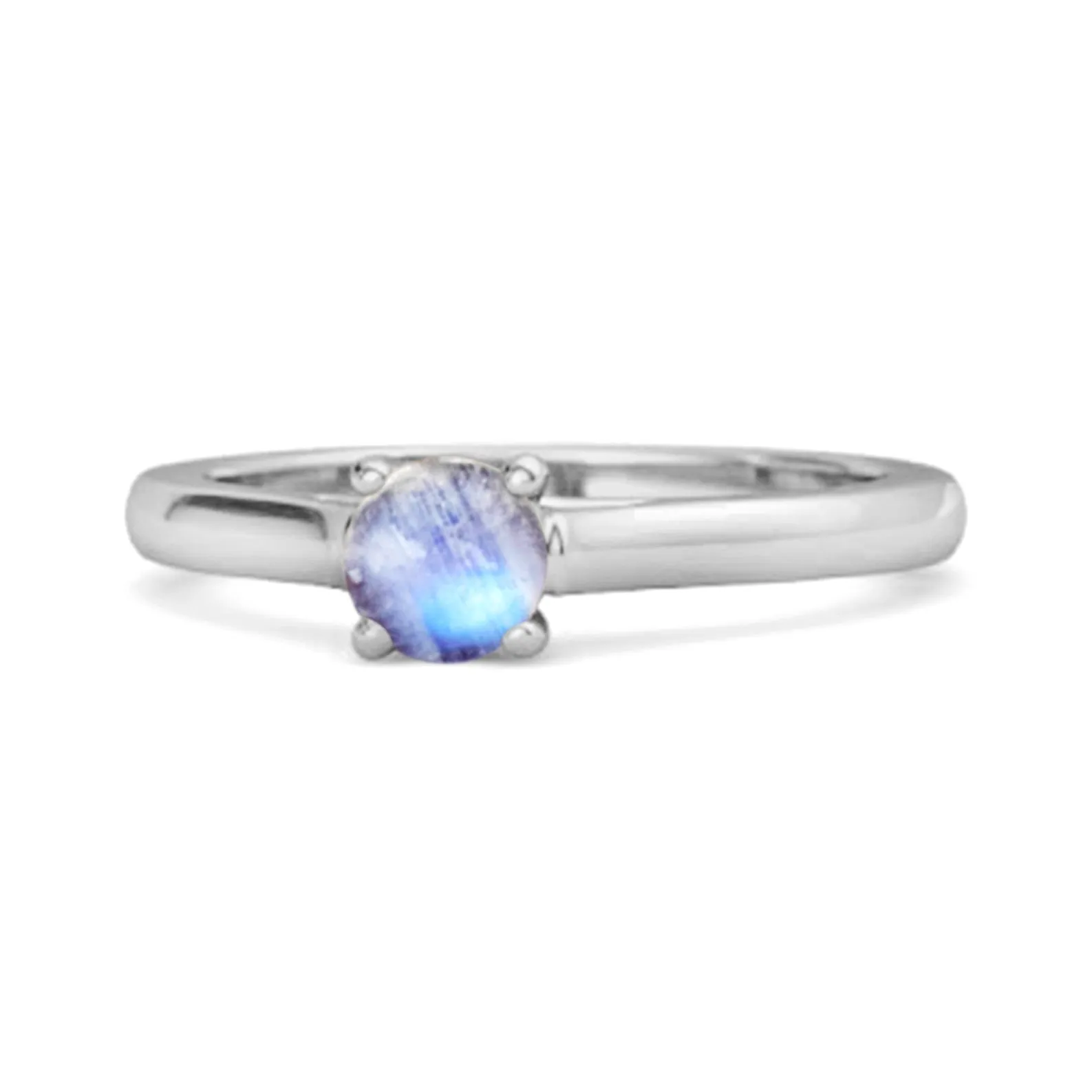 Solitaire Round Cut Moonstone 925 Sterling Silver Promise Ring