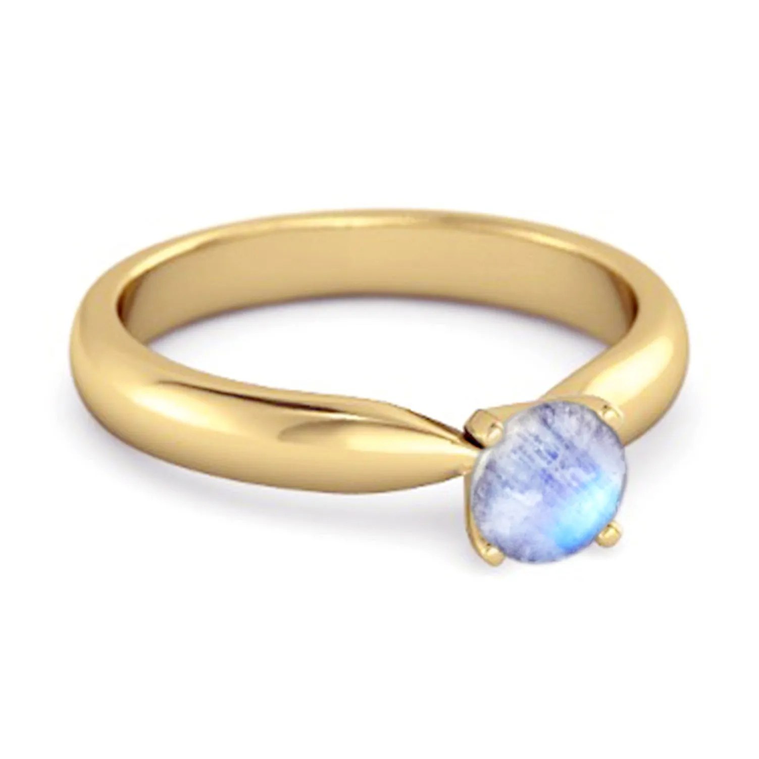 Solitaire Round Cut Moonstone 925 Sterling Silver Promise Ring
