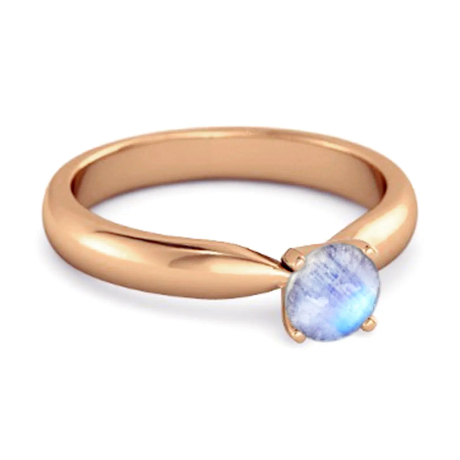 Solitaire Round Cut Moonstone 925 Sterling Silver Promise Ring