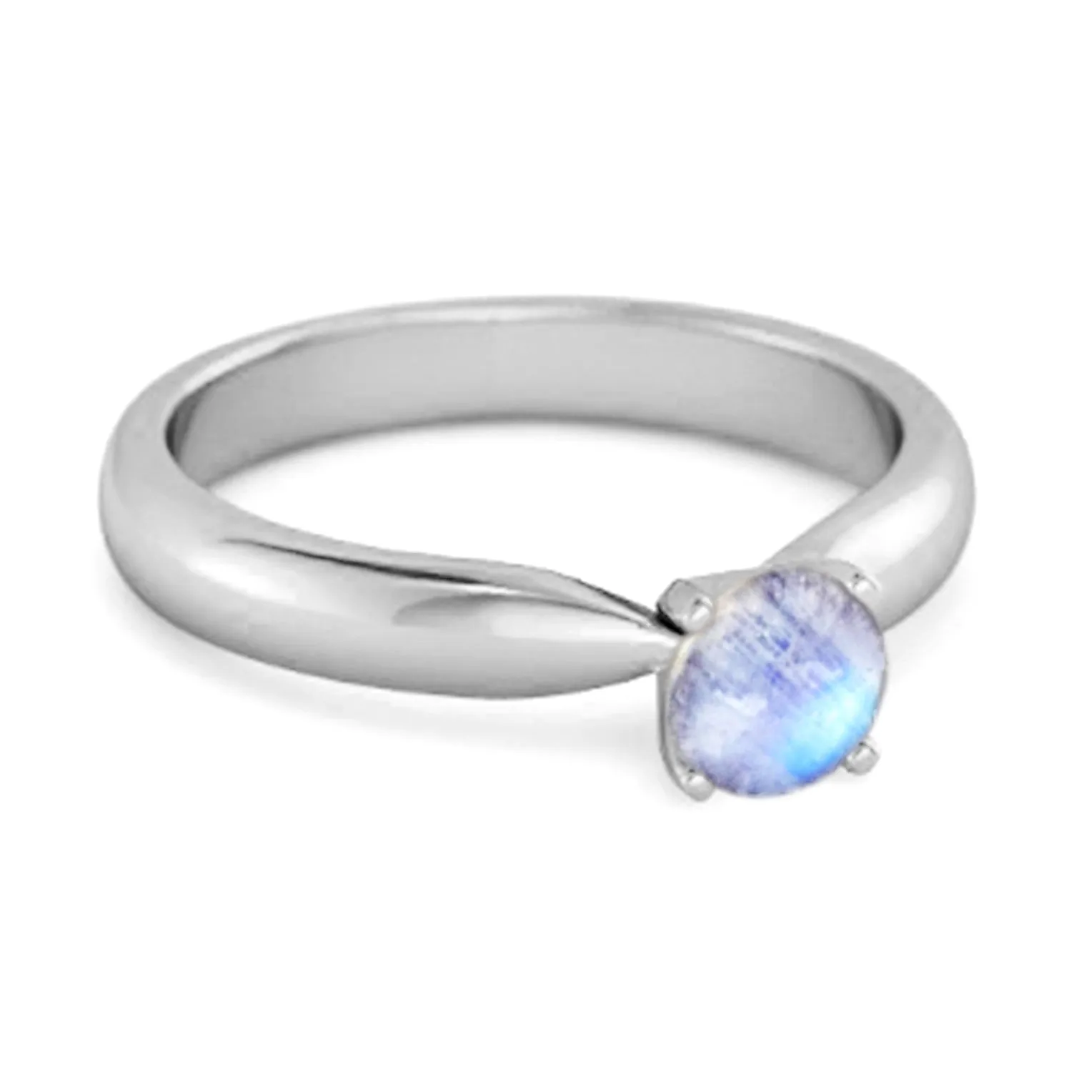 Solitaire Round Cut Moonstone 925 Sterling Silver Promise Ring