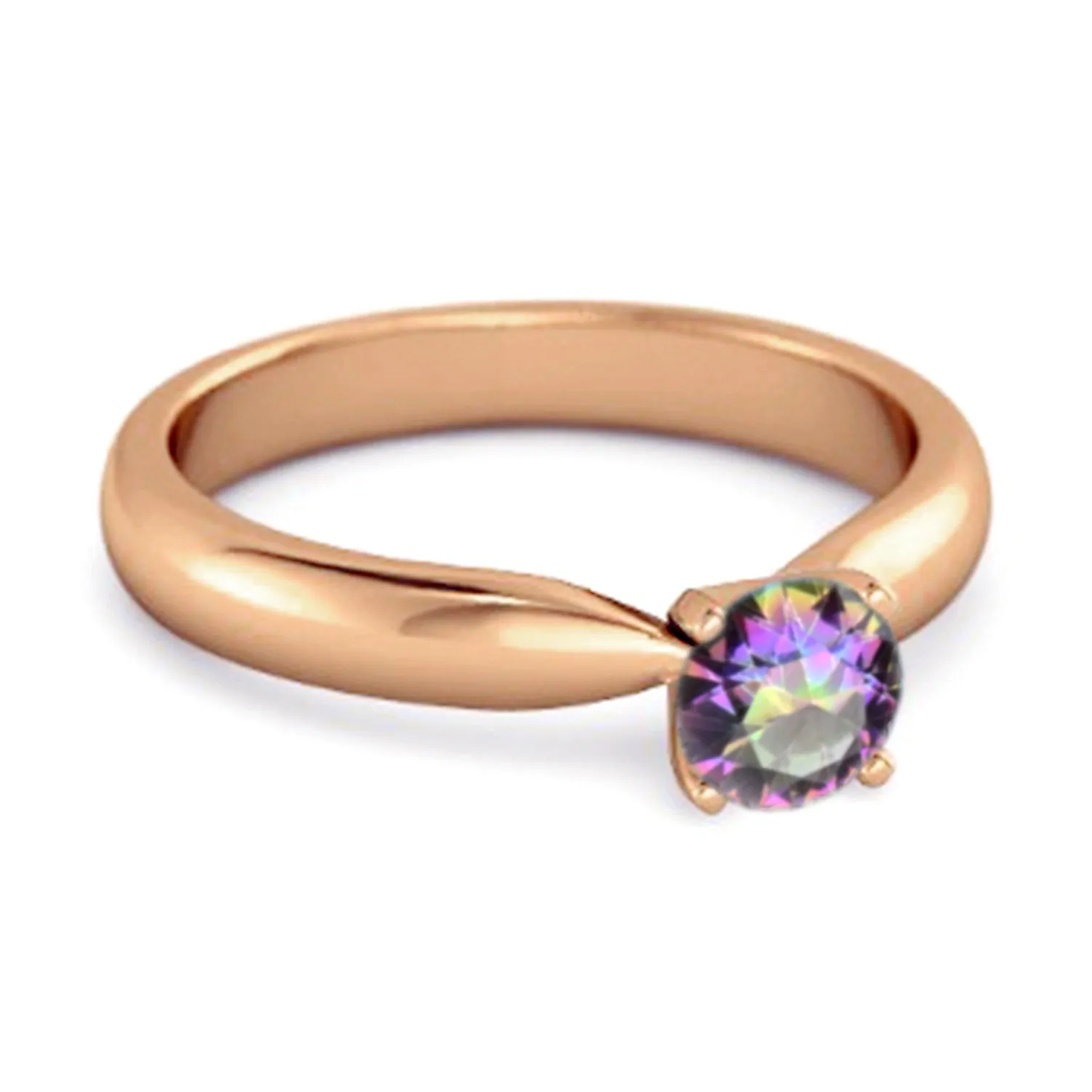 Solitaire Round Cut Mystic Topaz 925 Sterling Silver Promise Ring