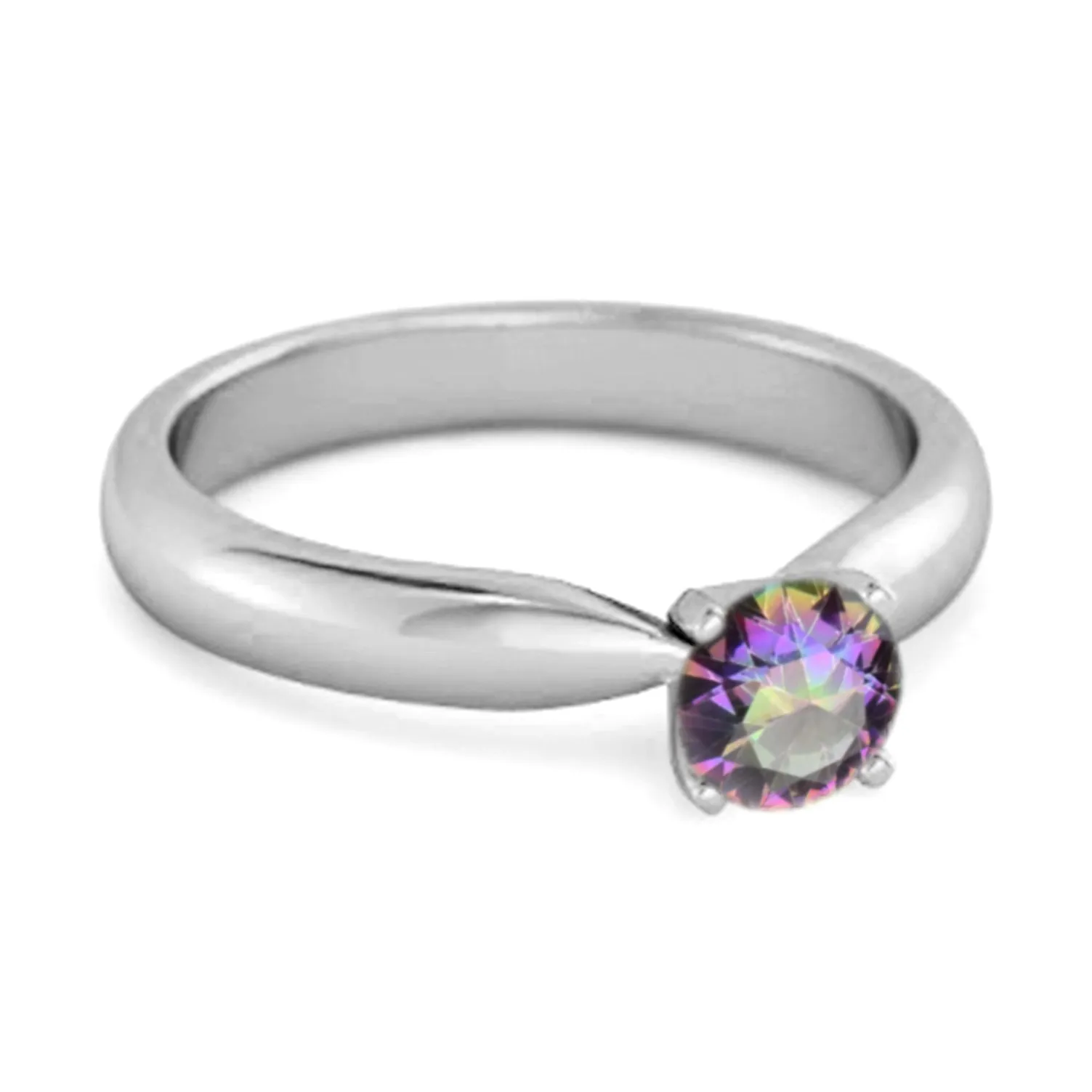 Solitaire Round Cut Mystic Topaz 925 Sterling Silver Promise Ring
