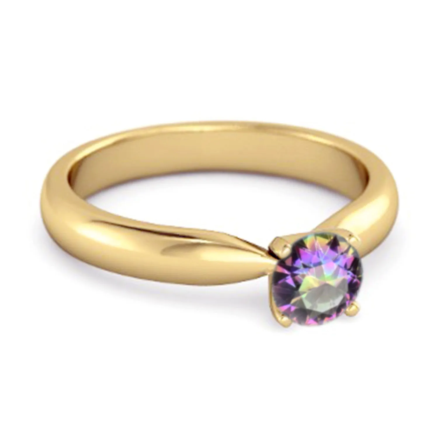 Solitaire Round Cut Mystic Topaz 925 Sterling Silver Promise Ring