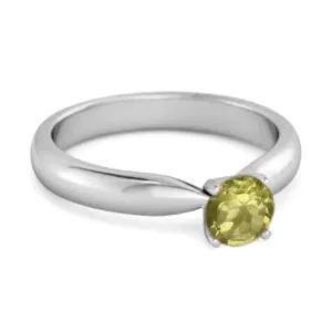Solitaire Round Cut Peridot 925 Sterling Silver Promise Ring