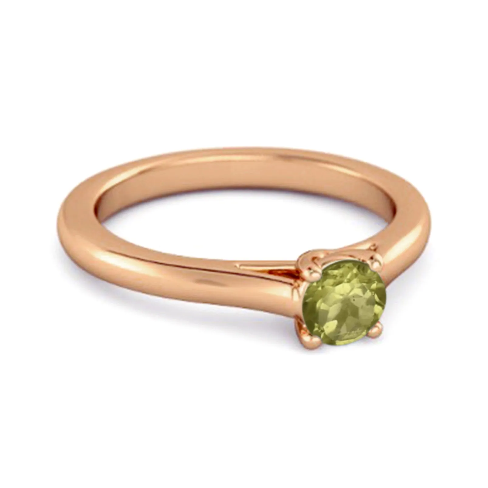 Solitaire Round Cut Peridot 925 Sterling Silver Promise Ring
