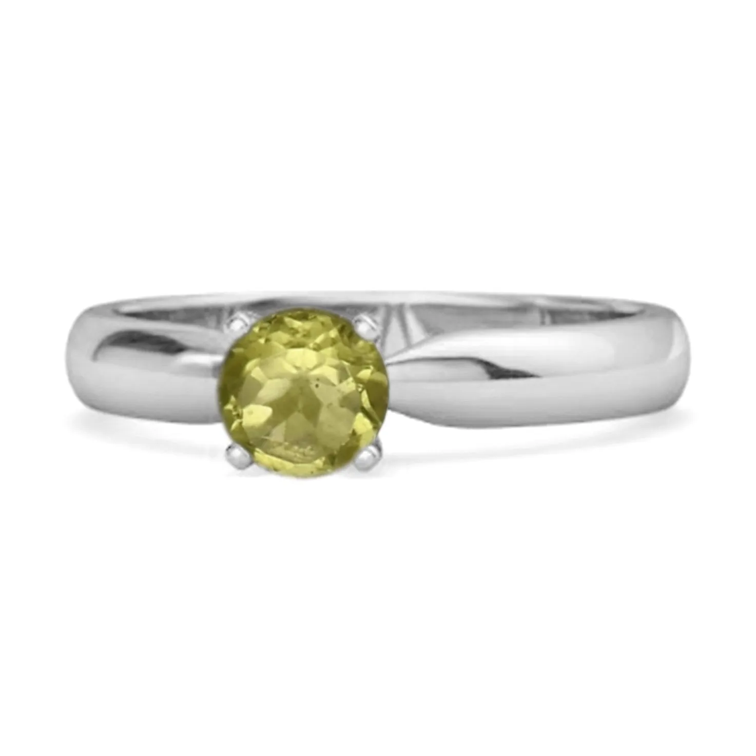 Solitaire Round Cut Peridot 925 Sterling Silver Promise Ring