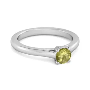 Solitaire Round Cut Peridot 925 Sterling Silver Promise Ring