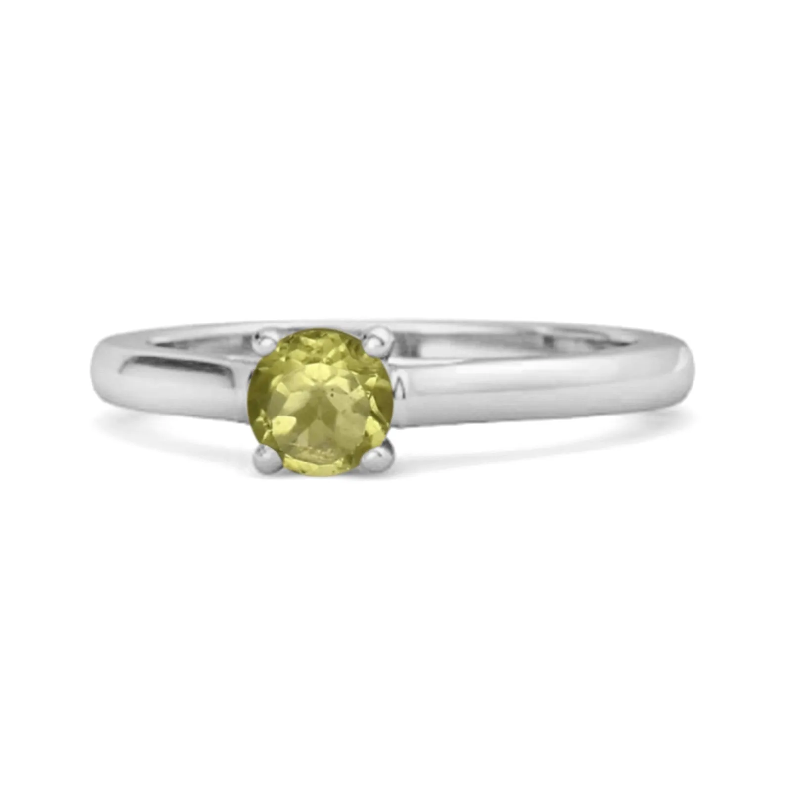 Solitaire Round Cut Peridot 925 Sterling Silver Promise Ring