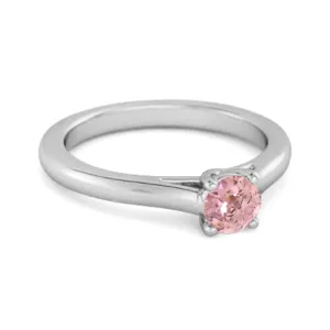 Solitaire Round Cut Pink Zirconia 925 Sterling Silver Promise Ring