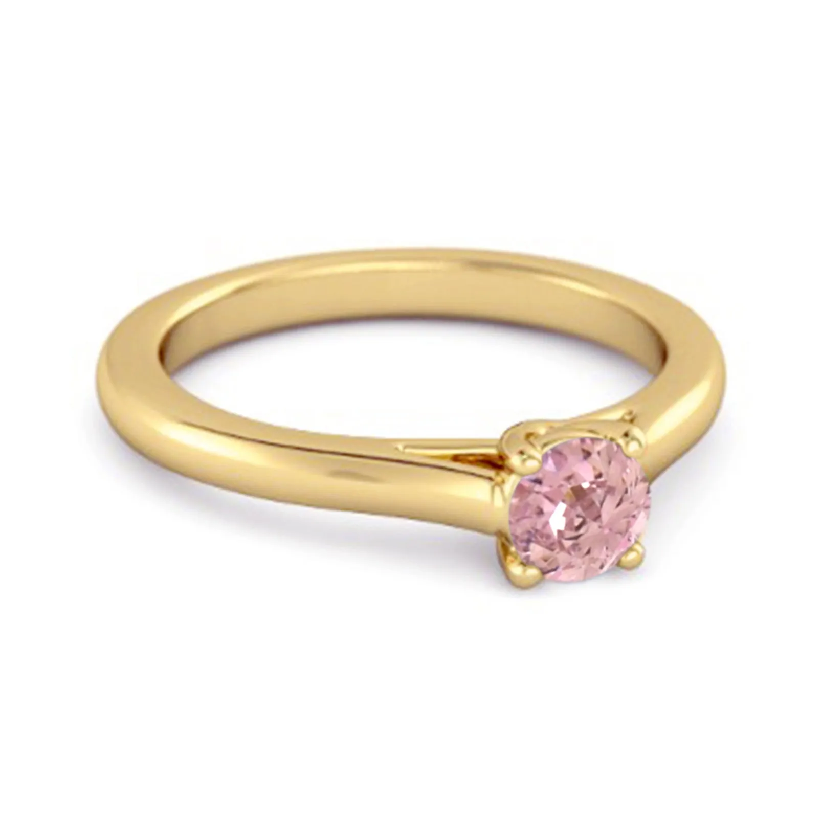 Solitaire Round Cut Pink Zirconia 925 Sterling Silver Promise Ring