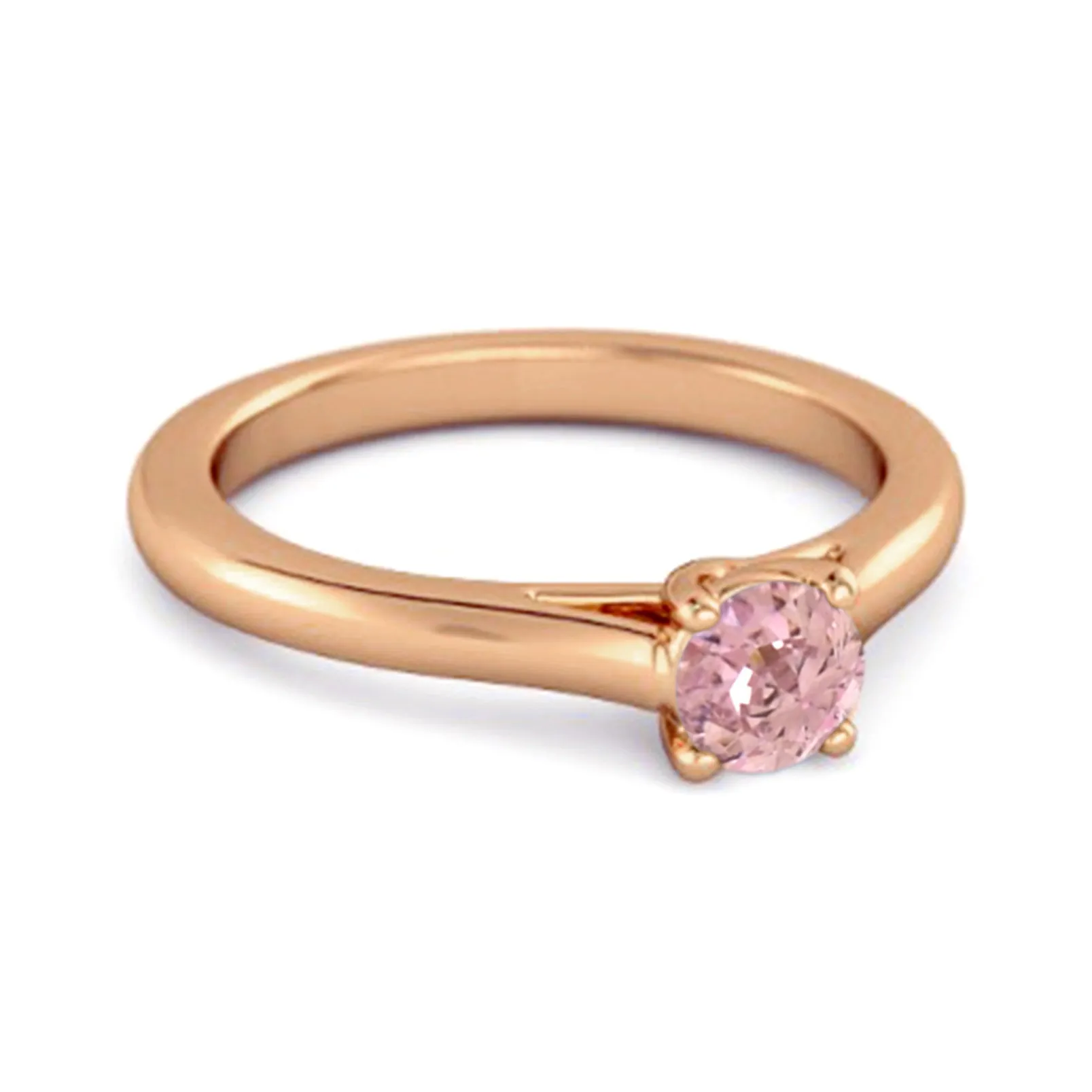 Solitaire Round Cut Pink Zirconia 925 Sterling Silver Promise Ring