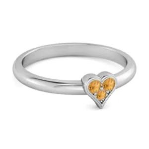 Sparkling Heart Shaped 0.60 Ct Citrine 925 Sterling Silver Ring