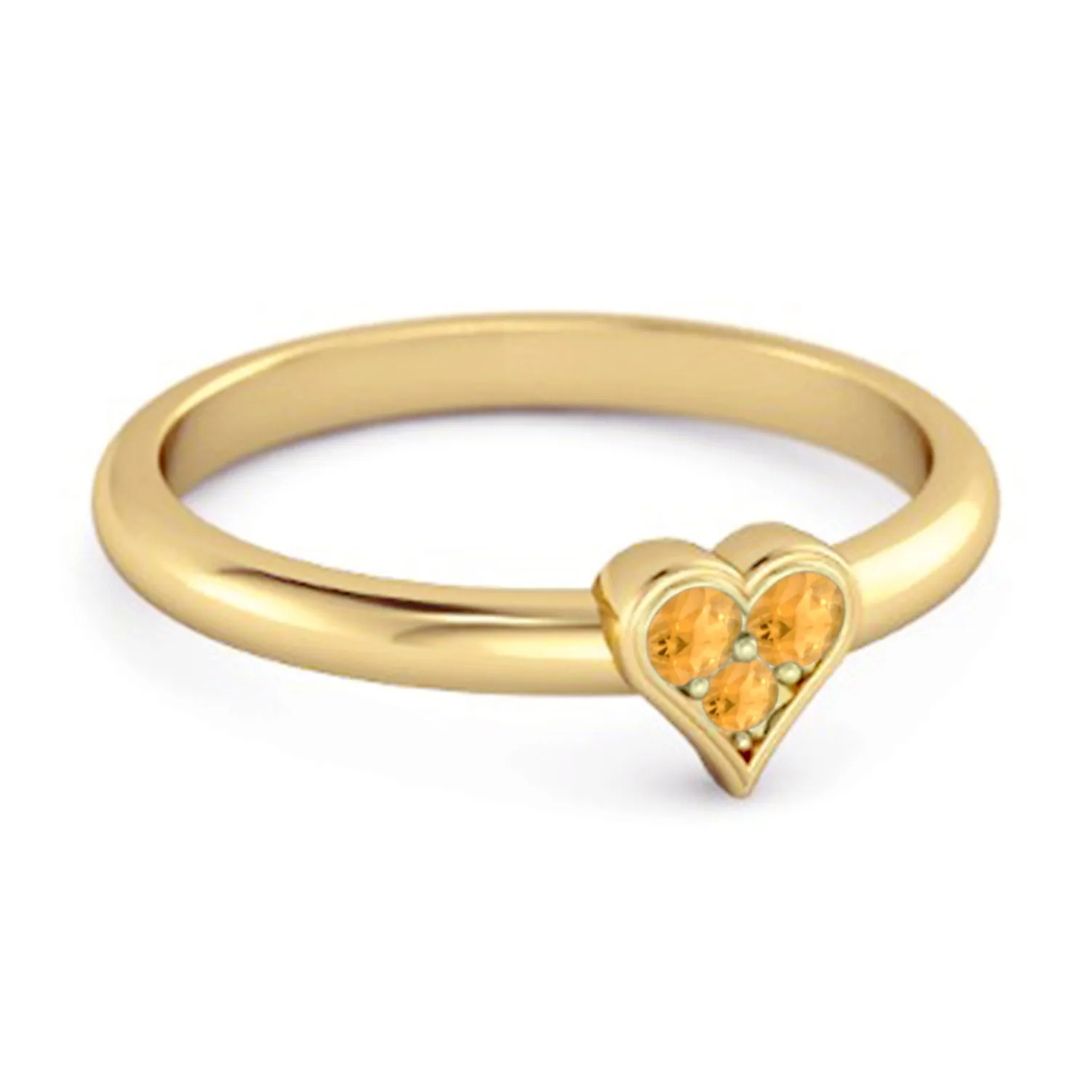 Sparkling Heart Shaped 0.60 Ct Citrine 925 Sterling Silver Ring