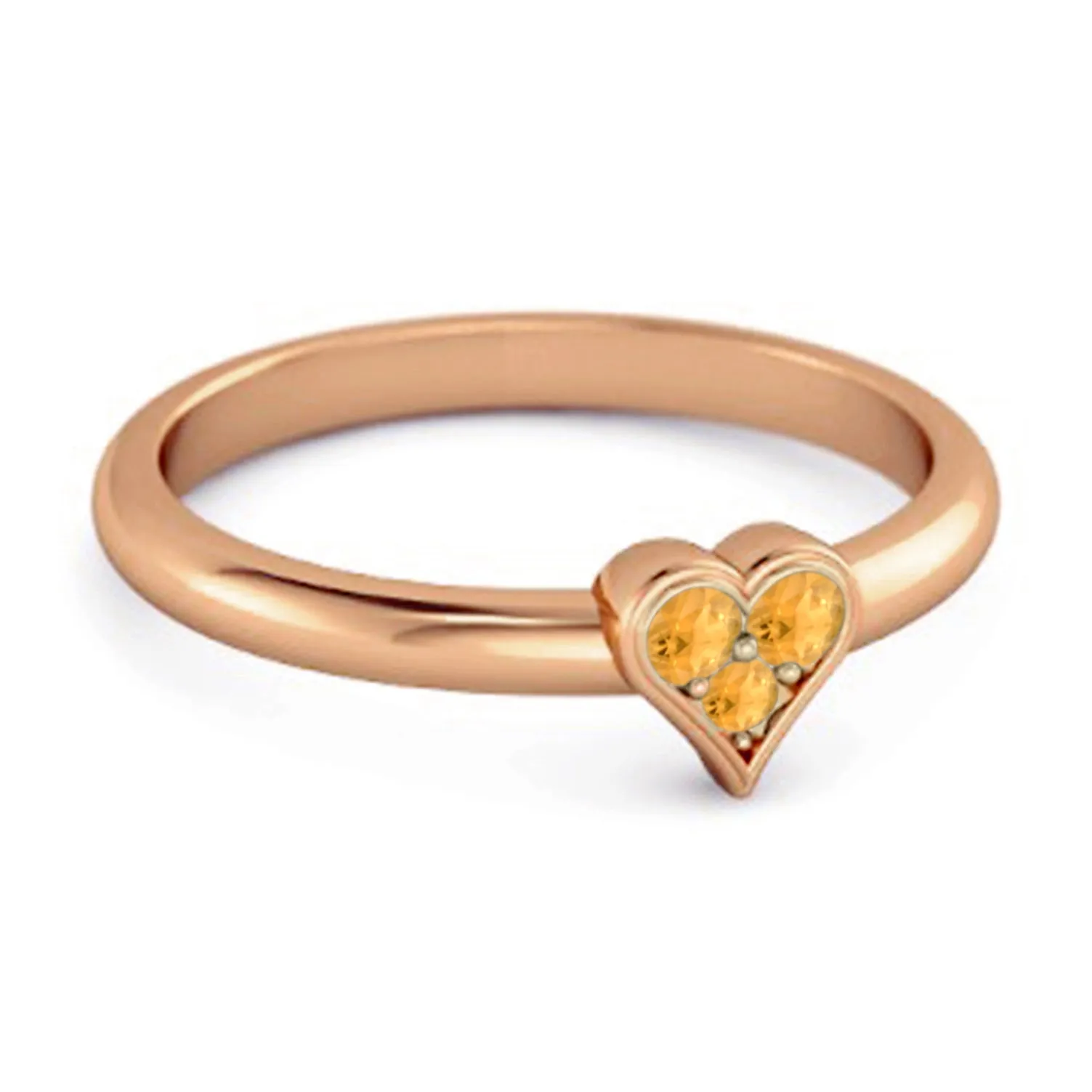 Sparkling Heart Shaped 0.60 Ct Citrine 925 Sterling Silver Ring
