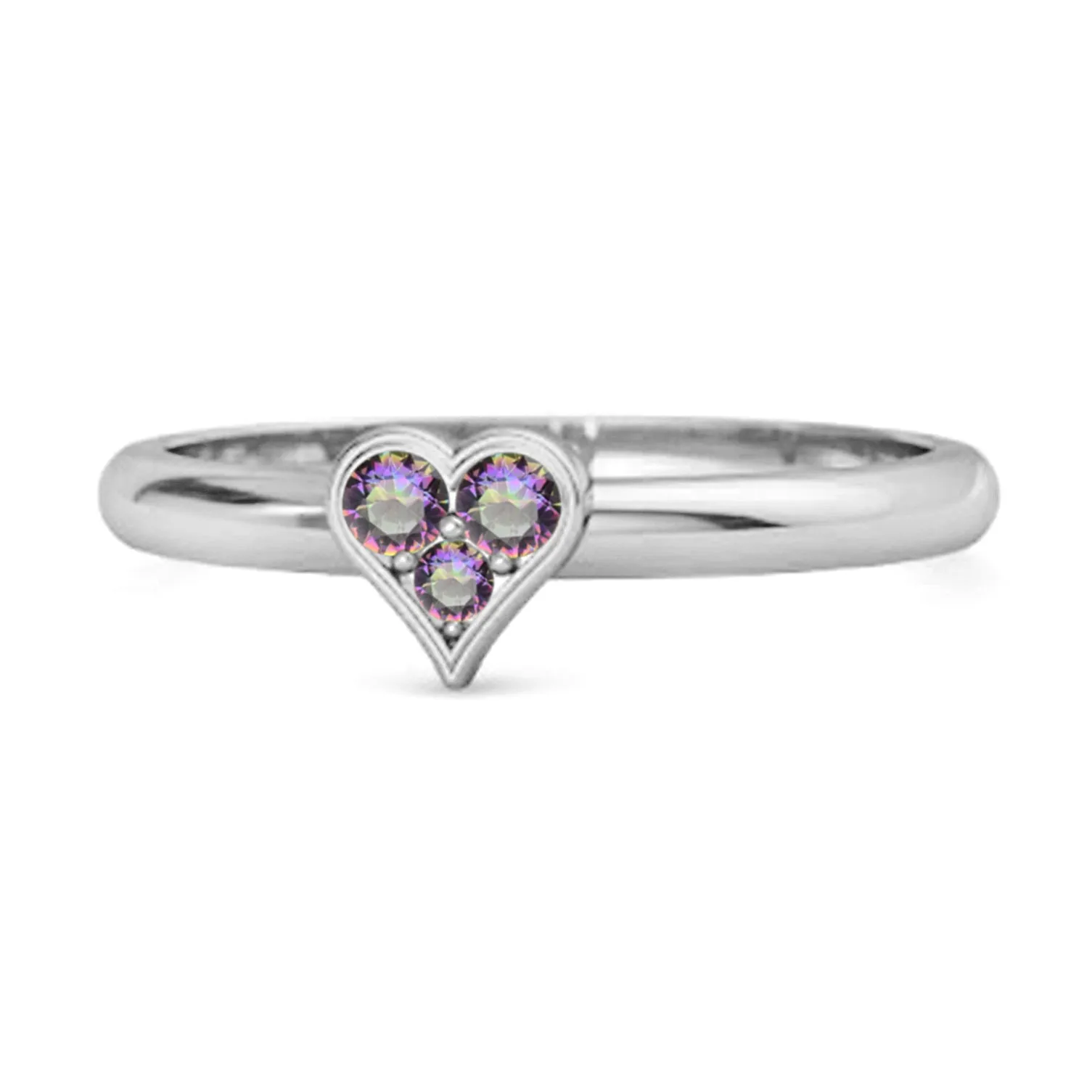 Sparkling Heart Shaped 0.60 Ct Mystic Topaz 925 Sterling Silver Ring