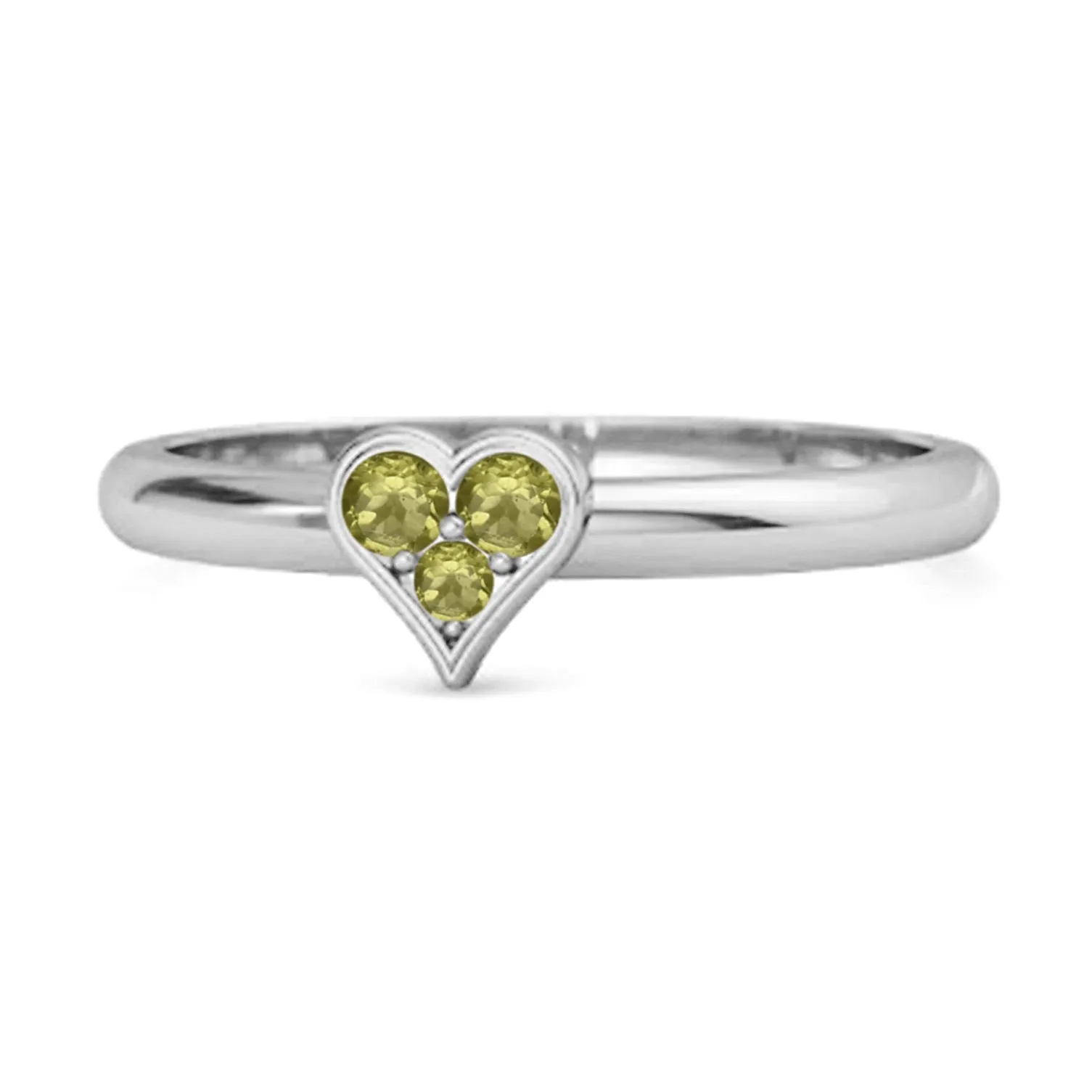 Sparkling Heart Shaped 0.60 Ct Peridot 925 Sterling Silver Ring