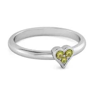 Sparkling Heart Shaped 0.60 Ct Peridot 925 Sterling Silver Ring