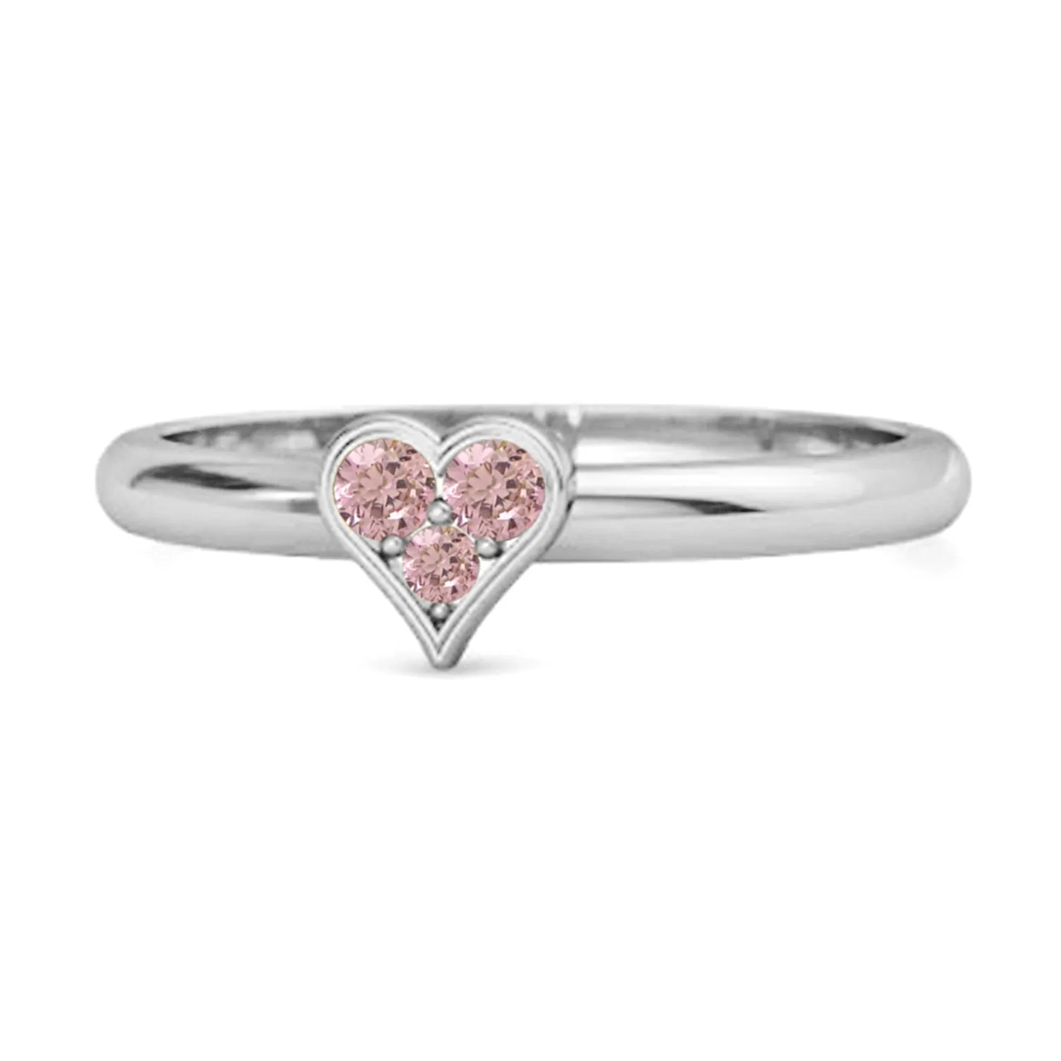 Sparkling Heart Shaped 0.60 Ct Pink Zirconia 925 Sterling Silver Ring