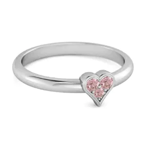 Sparkling Heart Shaped 0.60 Ct Pink Zirconia 925 Sterling Silver Ring