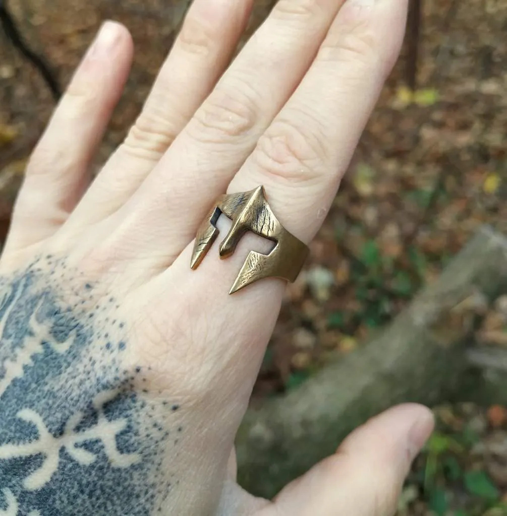 Spartan warrior bronze ring