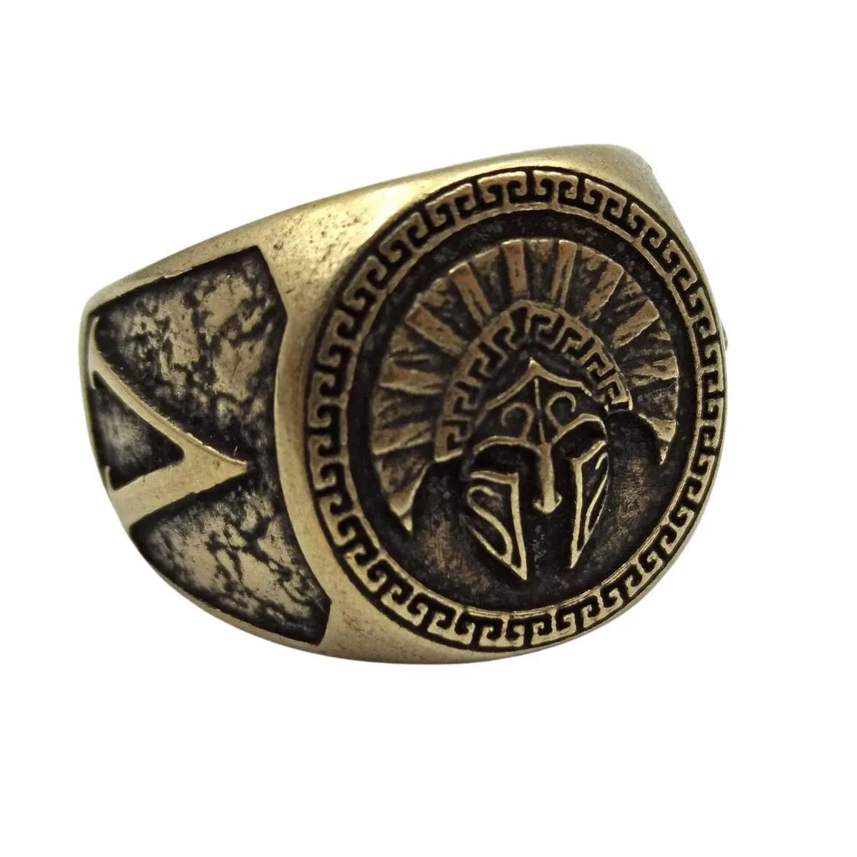 Spartan warrior helmet bronze ring