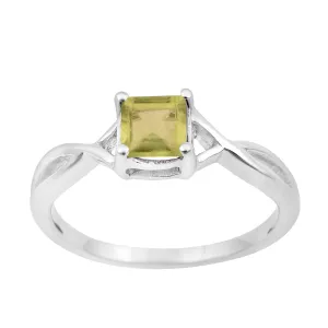 Square 5MM Peridot Gemstone 925 Sterling Silver Celtic Knot Solitaire Ring