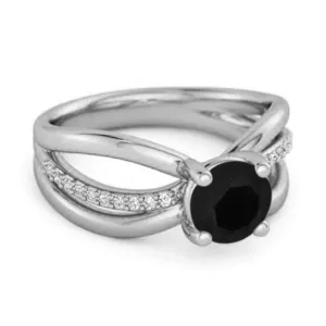 Stackable 3 Band 925 Sterling Silver 0.25 Ctw Black Spinel Women Ring