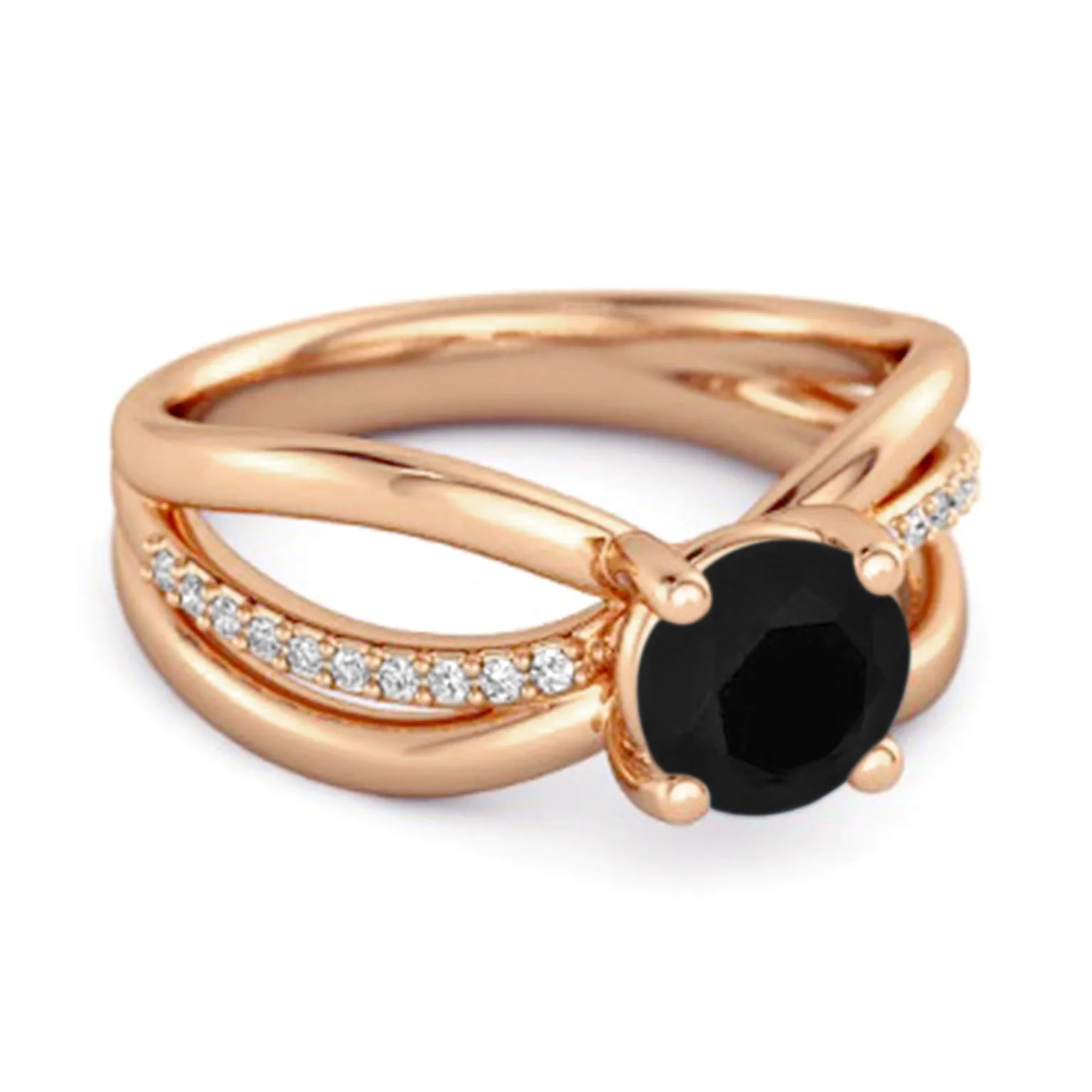 Stackable 3 Band 925 Sterling Silver 0.25 Ctw Black Spinel Women Ring