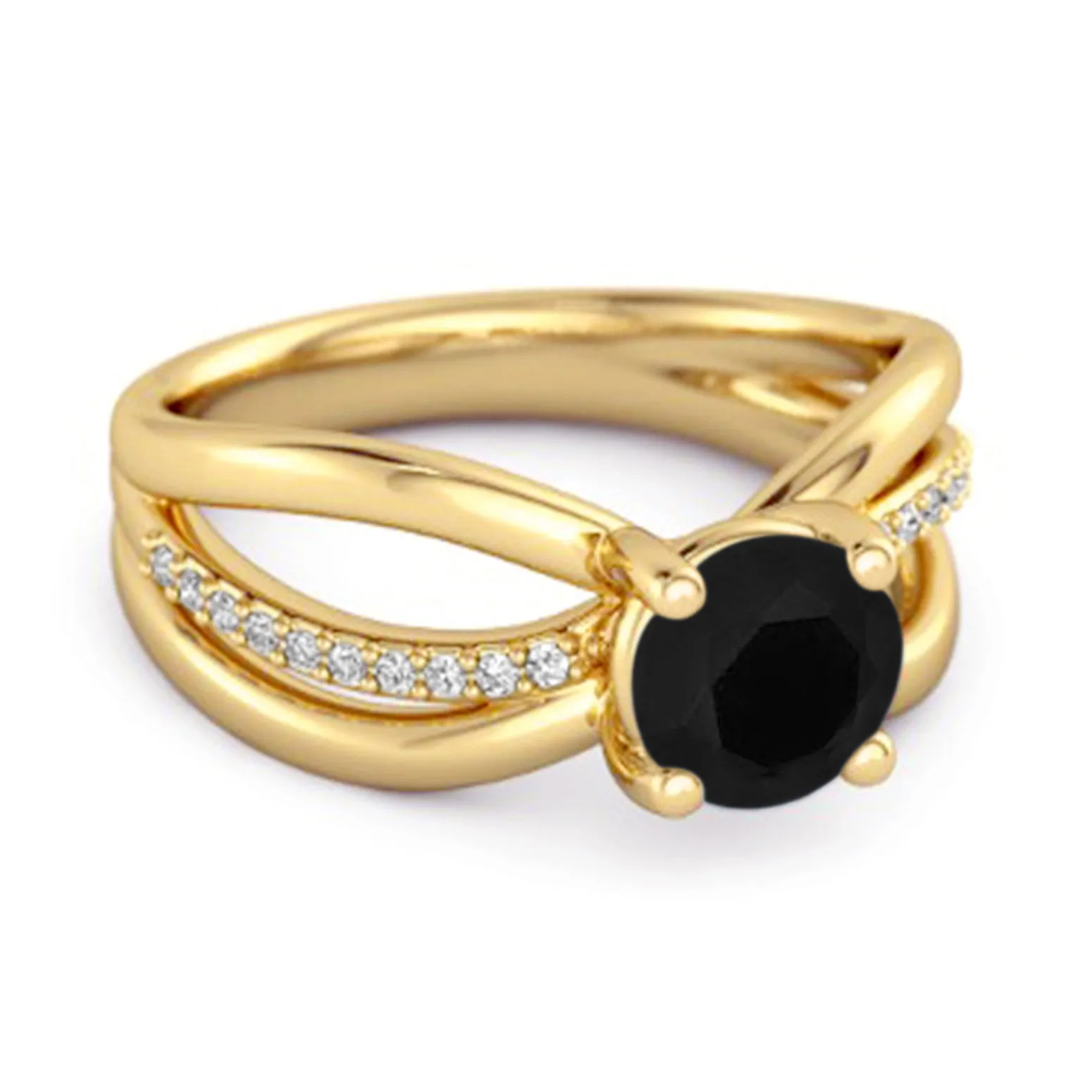 Stackable 3 Band 925 Sterling Silver 0.25 Ctw Black Spinel Women Ring