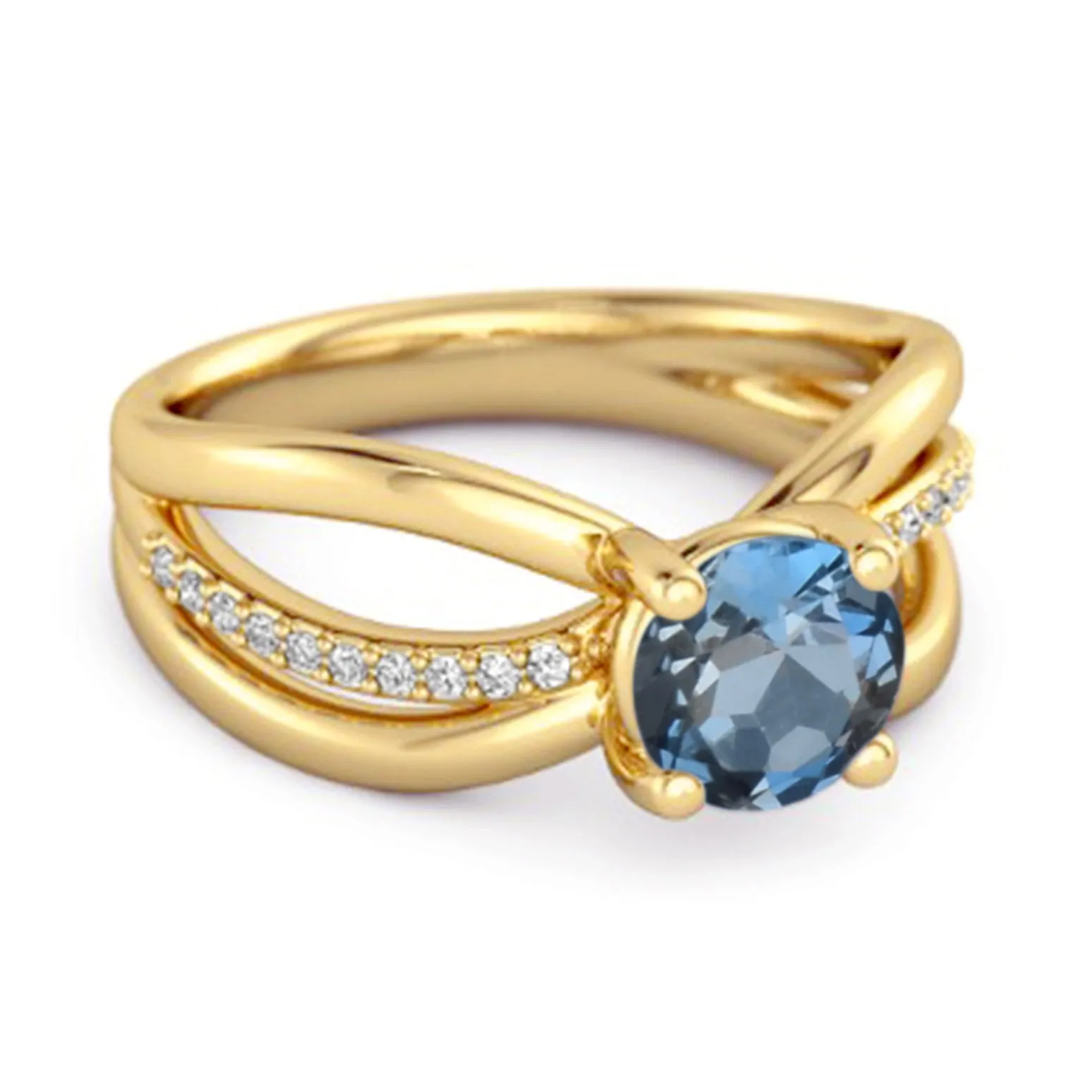 Stackable 3 Band 925 Sterling Silver 0.25 Ctw London Blue Topaz Women Ring