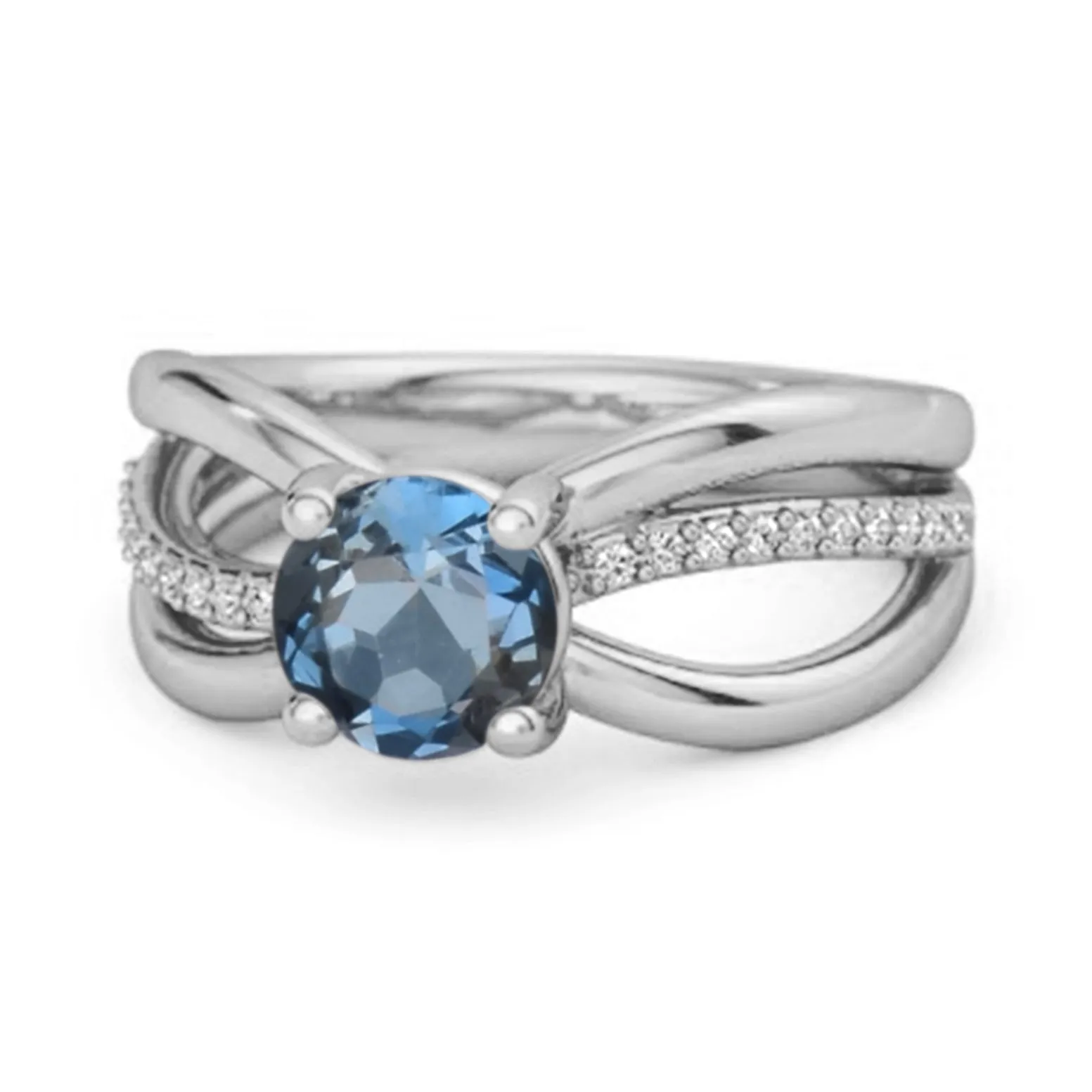 Stackable 3 Band 925 Sterling Silver 0.25 Ctw London Blue Topaz Women Ring