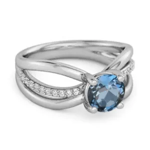 Stackable 3 Band 925 Sterling Silver 0.25 Ctw London Blue Topaz Women Ring