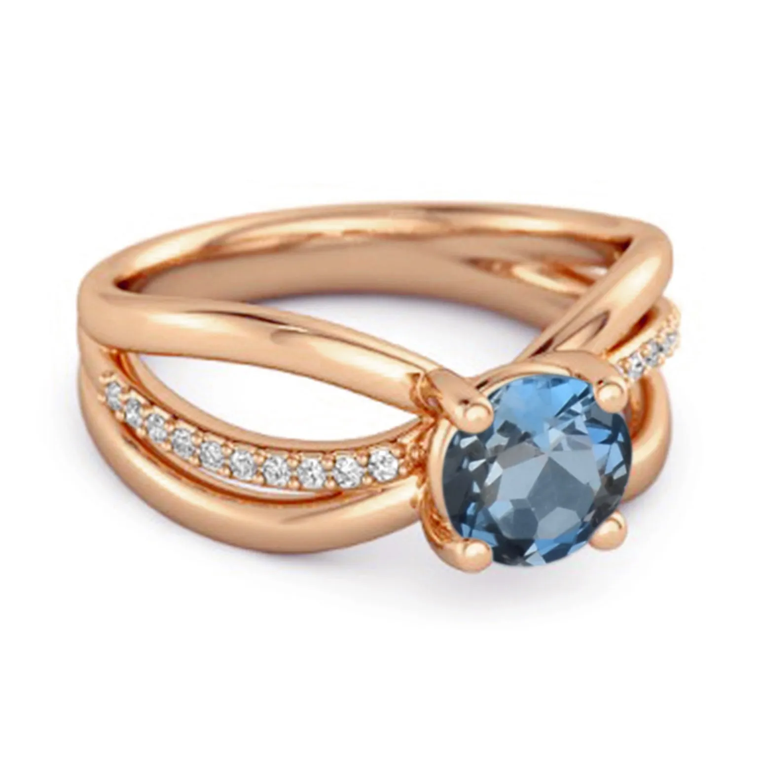 Stackable 3 Band 925 Sterling Silver 0.25 Ctw London Blue Topaz Women Ring