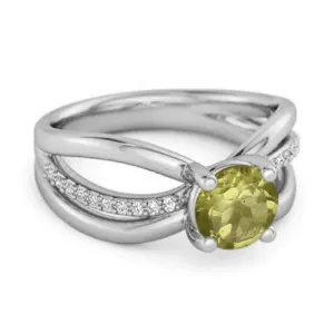 Stackable 3 Band 925 Sterling Silver 0.25 Ctw Peridot Women Ring
