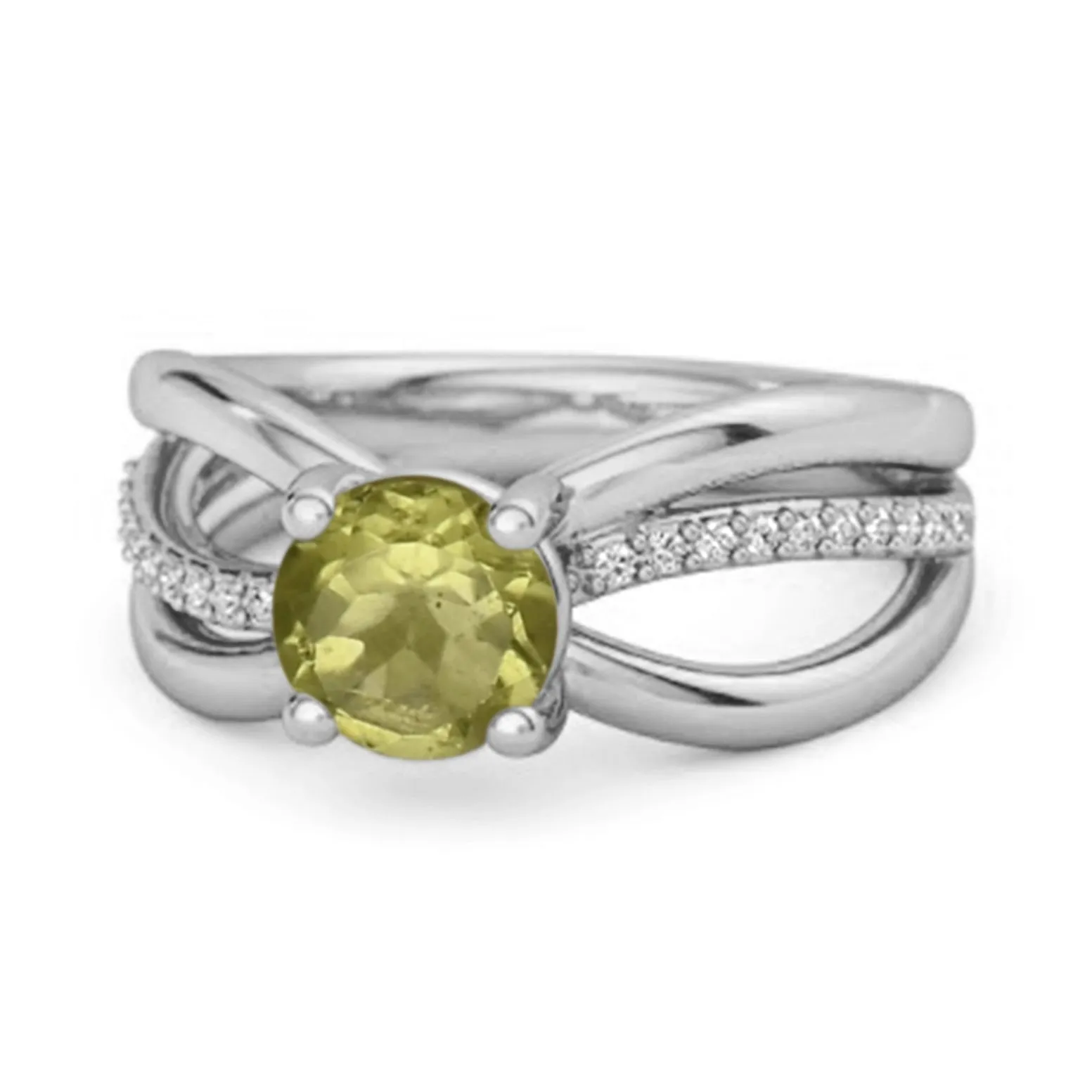 Stackable 3 Band 925 Sterling Silver 0.25 Ctw Peridot Women Ring